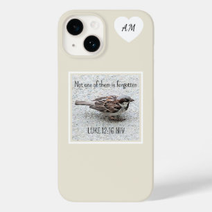 Schattigee mus vogel foto bijbel vers eenvoudige t Case-Mate iPhone 14 hoesje