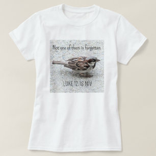 Schattigee mus vogel foto bijbel vers eenvoudige t t-shirt