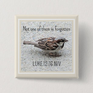 Schattigee mus vogel foto bijbel vers eenvoudige t vierkante button 5,1 cm