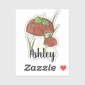 Schattigee Mushroom Monogram Naam Sticker (Vel)