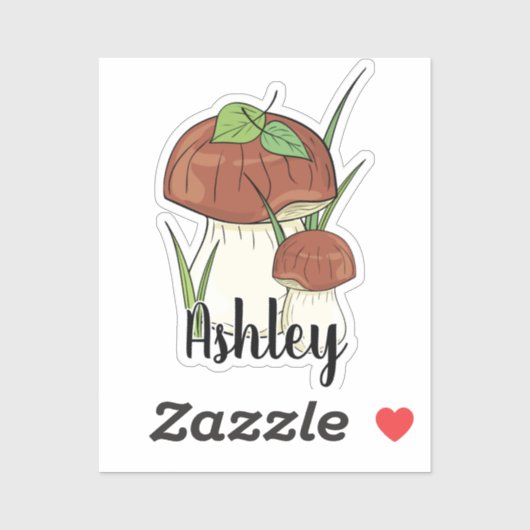 Schattigee Mushroom Monogram Naam Sticker (Vel)