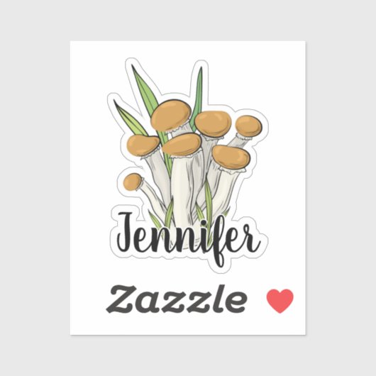 Schattigee Mushroom Monogram Naam Sticker (Vel)