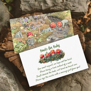 Schattigee Mushroom Woodland Baby shower Boek Aanv Informatiekaartje