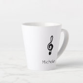 Schattigee Musical Treble Clef gepersonaliseerd Latte Mok (Rechterhoek)