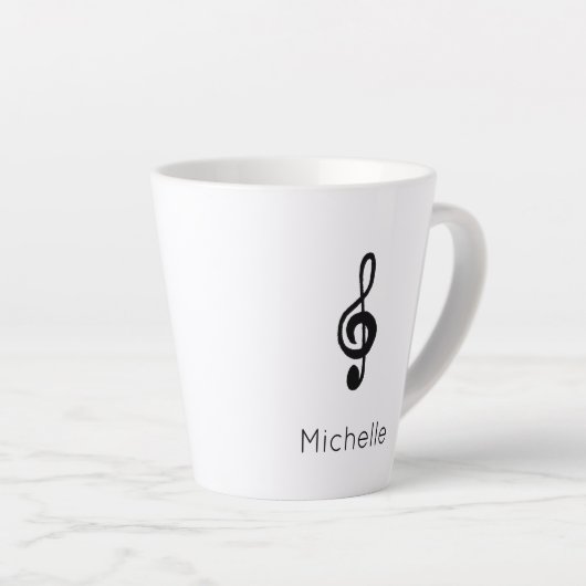 Schattigee Musical Treble Clef gepersonaliseerd Latte Mok (Rechterhoek)