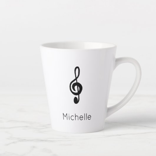 Schattigee Musical Treble Clef gepersonaliseerd Latte Mok (Rechts)
