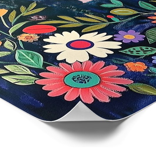 Schattigee muurkunst voor meisjes - Blauwe bloemen Poster (Hoek)