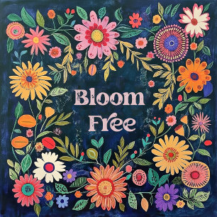 Schattigee muurkunst voor meisjes - Blauwe bloemen Poster