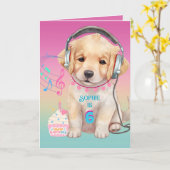 Schattigee Muziek Liefdevolle Golden Retriever Ver Kaart (Gele Bloem)