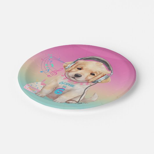 Schattigee Muziek Liefdevolle Golden Retriever Ver Papieren Bordje (Gekanteld)