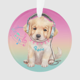 Schattigee muziek liefhebbende Golden Retriever ge Ornament