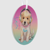Schattigee muziek liefhebbende Golden Retriever ge Ornament (voorkant)