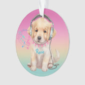 Schattigee muziek liefhebbende Golden Retriever ge Ornament (voorkant)