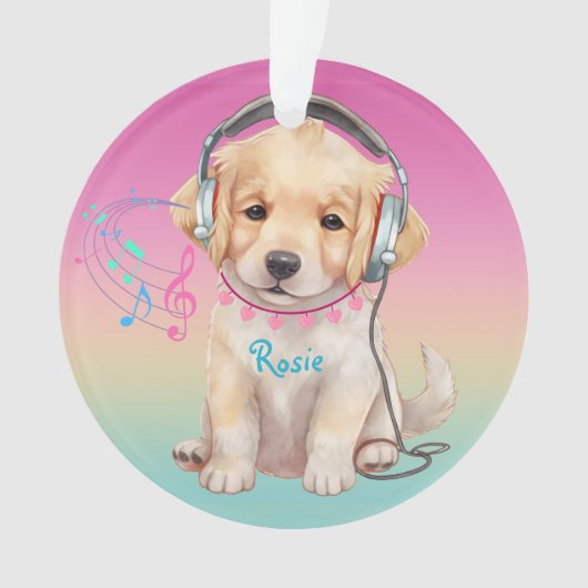 Schattigee muziek liefhebbende Golden Retriever ge Ornament (voorkant)