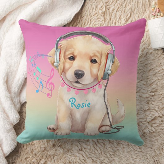 Schattigee muziek met Golden Retriever Kussen (Deken)