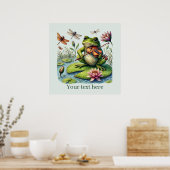 Schattigee muziek spelen kikker aanpasbaar poster (Keuken)