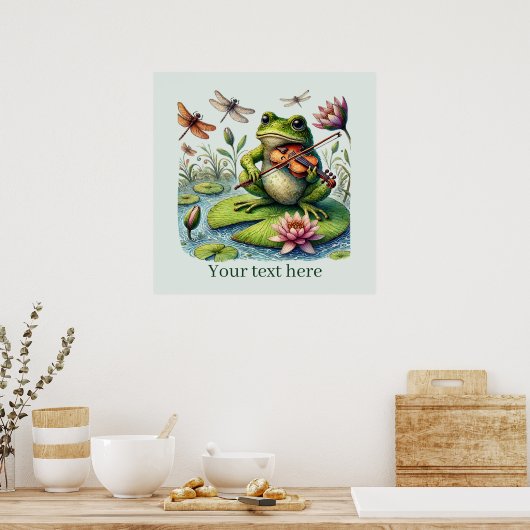 Schattigee muziek spelen kikker aanpasbaar poster (Keuken)