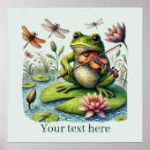 Schattigee muziek spelen kikker aanpasbaar poster (Voorkant)