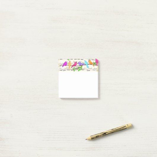 Schattigee Muzikale Vogels Post-it® notes (Op bureau)