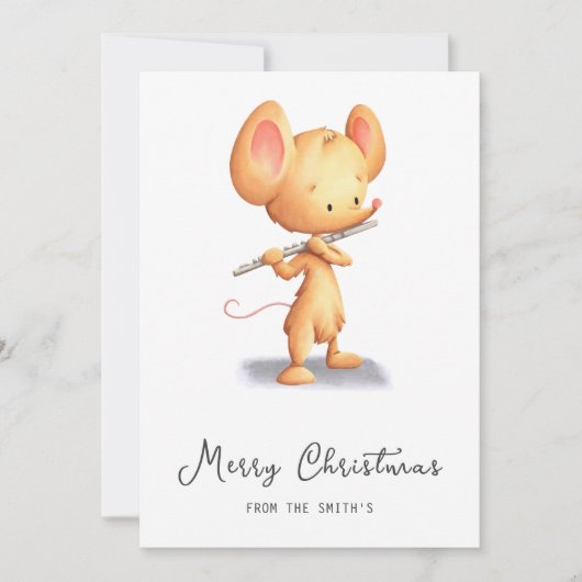 Schattigee muzikant vrolijk kerstfeest feestdagenkaart (Voorkant)