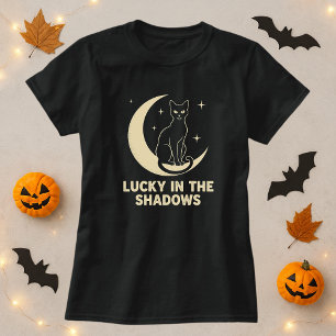 Schattigee Mystic Moon Halloween Black Cat T-shirt
