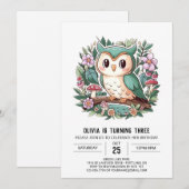 Schattigee Mystieke Digitale Uil Verjaardag Kaart (Voorkant / Achterkant)