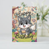 Schattigee Mystieke Wolf Digitale Verjaardag Kaart (Staand voorkant)