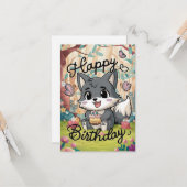 Schattigee Mystieke Wolf Digitale Verjaardag Kaart (Voorkant / Achterkant in situ)