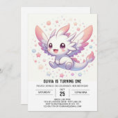 Schattigee Mythische Draak 1e Verjaardag Kaart (Voorkant / Achterkant)