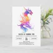 Schattigee Mythische Dragon Waterverf Verjaardag Kaart (Staand voorkant)