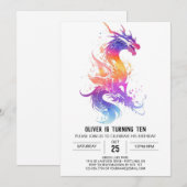 Schattigee Mythische Dragon Waterverf Verjaardag Kaart (Voorkant / Achterkant)