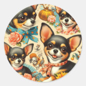  Schattigee naadloze Chihuahua Ronde Sticker (Voorkant)