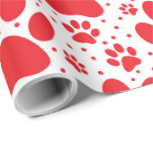 Schattigee naadloze rode poot print vakantie cadeaupapier (Rol Hoek)