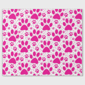 Schattigee naadloze roze paw print vakantie cadeaupapier (Vlak)