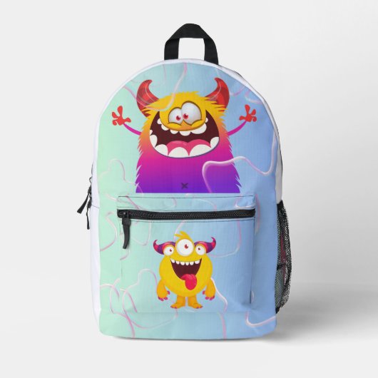 Schattigee Naai Kinder School Monster Backbags Bedrukte Rugzak (Voorkant)