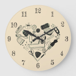 Schattigee naaikit in hartvorm riool naaiwerk grote klok