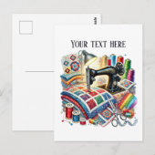 Schattigee naailiefhebbers tekst toevoegen briefkaart (Voorkant / Achterkant)