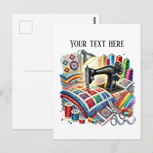 Schattigee naailiefhebbers tekst toevoegen briefkaart (Voorkant / Achterkant)