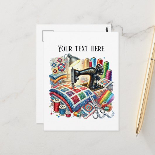 Schattigee naailiefhebbers tekst toevoegen briefkaart (Voorkant / Achterkant in situ)