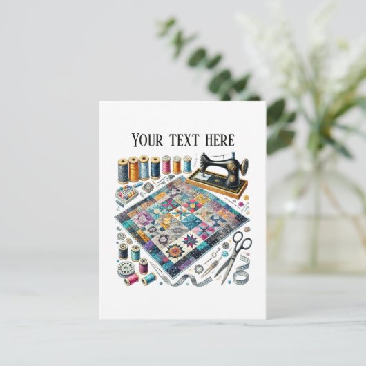 Schattigee naailiefhebbers tekst toevoegen briefkaart (Staand voorkant)