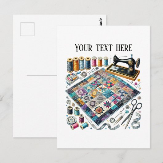 Schattigee naailiefhebbers tekst toevoegen briefkaart (Voorkant / Achterkant)