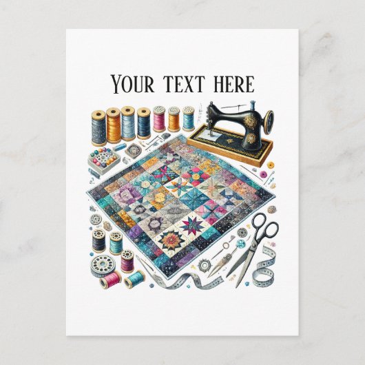 Schattigee naailiefhebbers tekst toevoegen briefkaart (Voorkant)