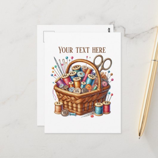 Schattigee naailiefhebbers tekst toevoegen briefkaart (Voorkant / Achterkant in situ)