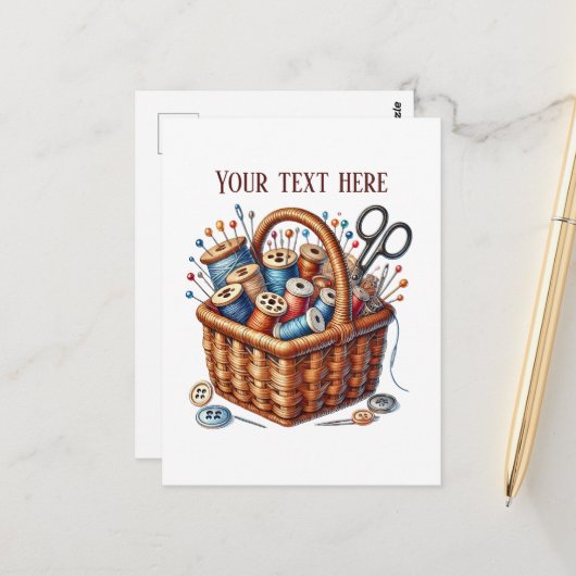 Schattigee naailiefhebbers tekst toevoegen briefkaart (Voorkant / Achterkant in situ)