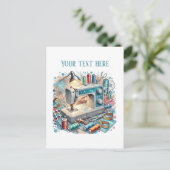 Schattigee naailiefhebbers tekst toevoegen briefkaart (Staand voorkant)
