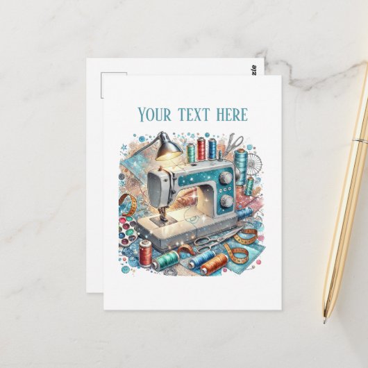 Schattigee naailiefhebbers tekst toevoegen briefkaart (Voorkant / Achterkant in situ)