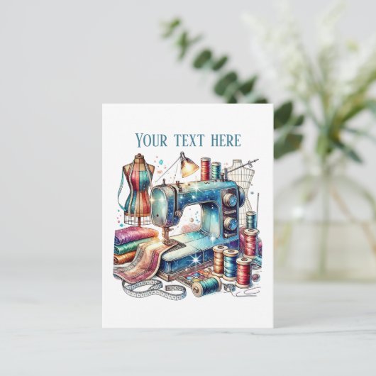 Schattigee naailiefhebbers tekst toevoegen briefkaart (Staand voorkant)