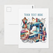 Schattigee naailiefhebbers tekst toevoegen briefkaart (Voorkant / Achterkant)