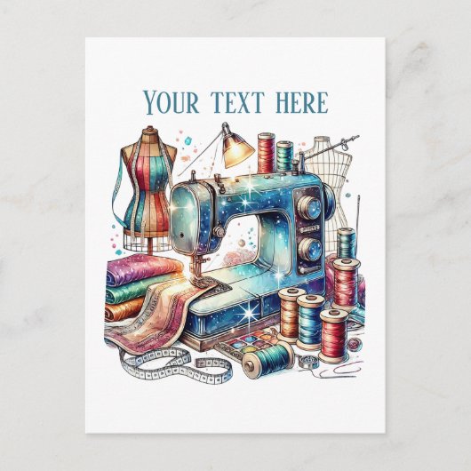 Schattigee naailiefhebbers tekst toevoegen briefkaart (Voorkant)