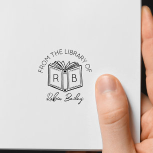 Schattigee naam en Initialen Personal Library Book Zelfinktende Stempel